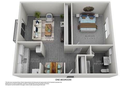 Floor plan for 1 bed, 1 bath, 900 sqft